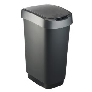 Prügikast liikuva kaanega Twist 50L must/hõbe 40,1×29,8x h60,2cm