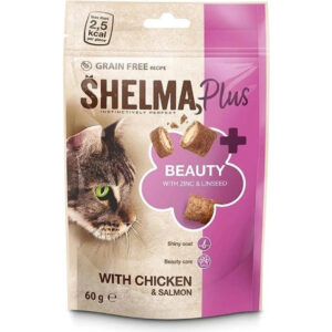 Shelma maiustus kassile Beauty kana-ja lõhe täidisega padjakesed 60g