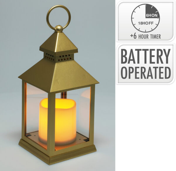 Latern Led küünlaga kuldne, soe valge 10x10x23,5cm