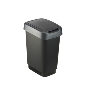 Prügikast liikuva kaanega Twist 10L must/hõbe 24,8×18,1x h33cm
