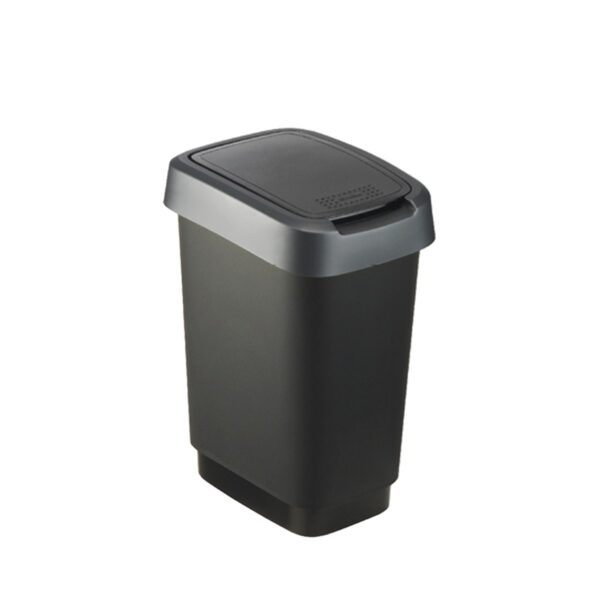 Prügikast liikuva kaanega Twist 10L must/hõbe 24,8x18,1x h33cm