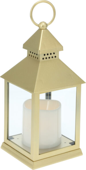 Latern Led küünlaga kuldne, soe valge 10x10x23,5cm