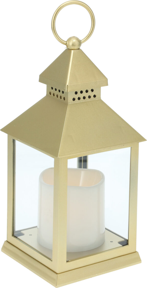 Latern Led küünlaga kuldne, soe valge 10x10x23,5cm