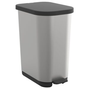 Prügikast pedaaliga Ribo 35L metallik hõbe 40×28,5x h51,3cm