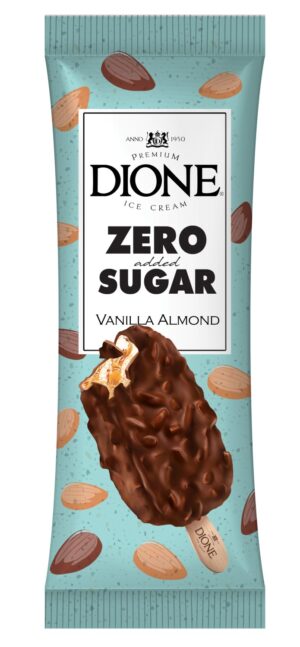 Dione vanillijäätis šokolaadiglasuuri ja mandlitega ilma lisatud suhkruta 79g