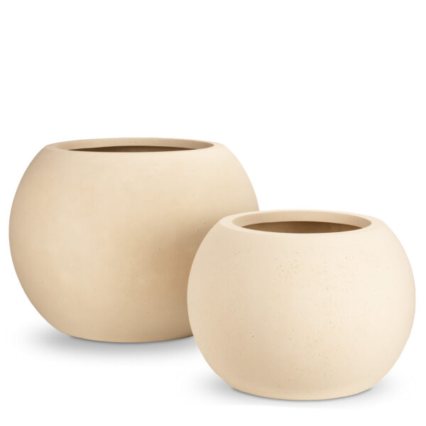 Lillepott Polystone Globe Ø60x h43cm kreem