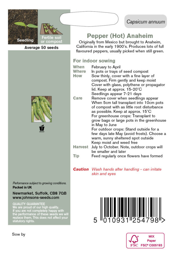 Vürtspaprika 'Anaheim' 50s