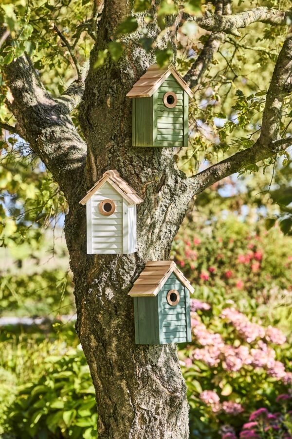 Linnumaja männipuidust roheline 18x12x h26cm