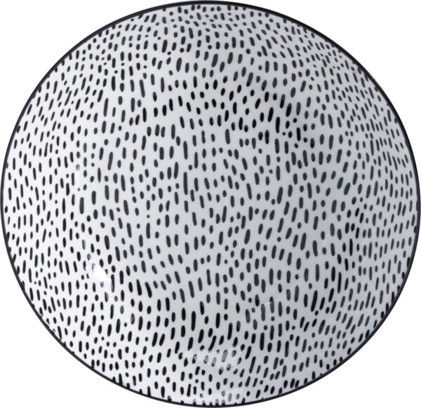 Taldrik sügav portselanist valge/must Ø20cm 4tk