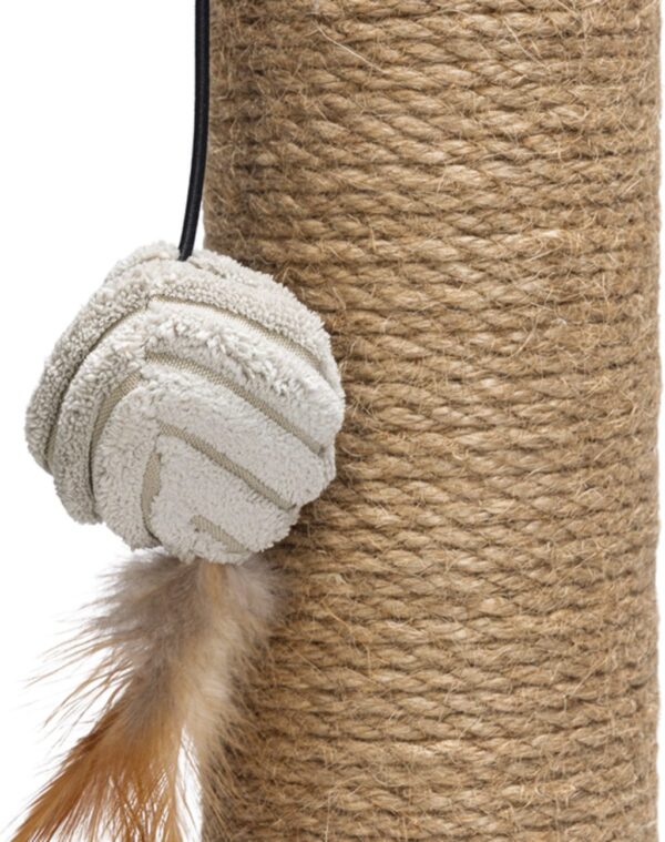 Kraapimispuu Ribbed mänguasjaga helehall Ø35x h50cm