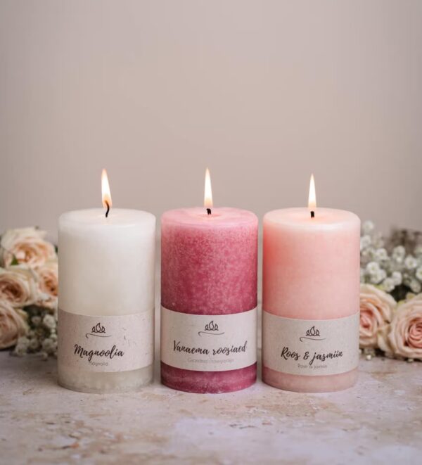 Lõhnaküünal Roos & Jasmiin Ø6x h9cm 40h