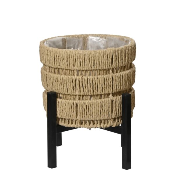 Lillepott metallist jalgadel Ø25x h26cm helepruun