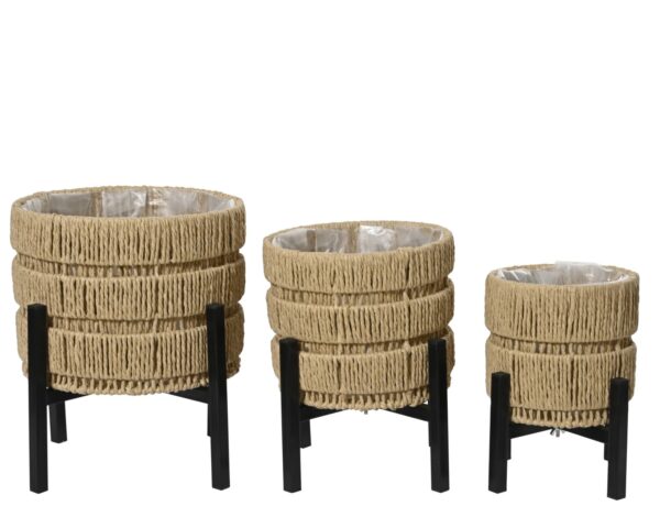 Lillepott metallist jalgadel Ø25x h26cm helepruun