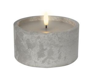 LED küünal tsement hall soe valge Ø12x h9cm IP44