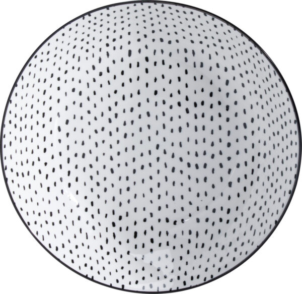 Taldrik sügav portselanist valge/must Ø20cm 4tk