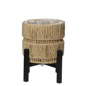 Lillepott metallist jalgadel Ø20x h22cm helepruun