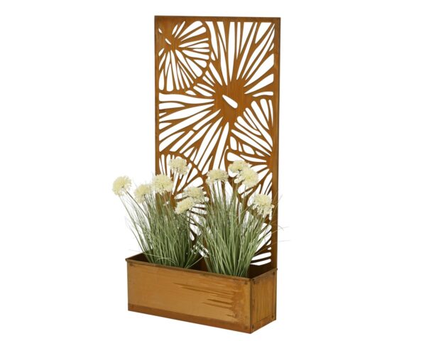 Lillekast taustpaneeliga 57x21x h118cm rooste