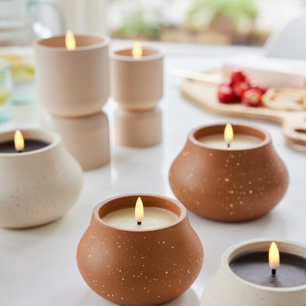 LED küünal beež soe valge Ø12x h9cm IP44