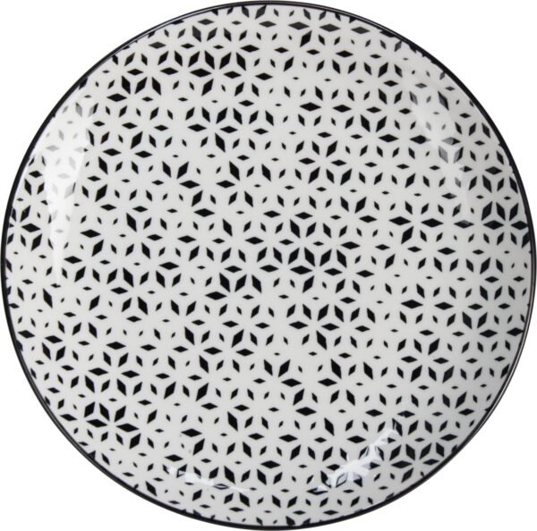 Taldrik portselanist valge/must Ø16cm 4tk