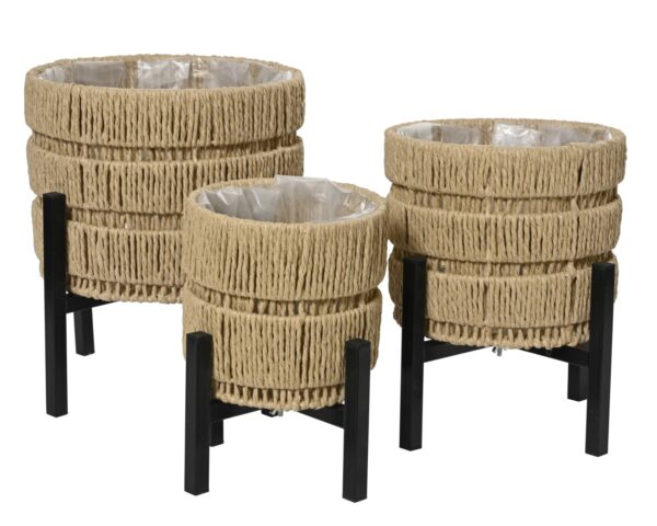 Lillepott metallist jalgadel Ø20x h22cm helepruun