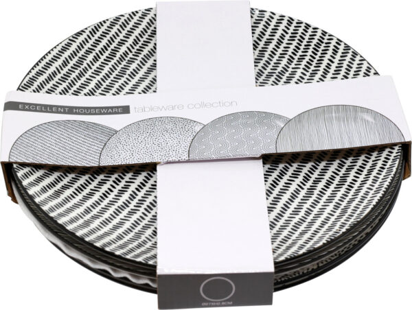 Taldrik portselanist valge/must Ø27cm 4tk