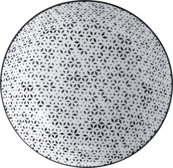 Taldrik sügav portselanist valge/must Ø20cm 4tk