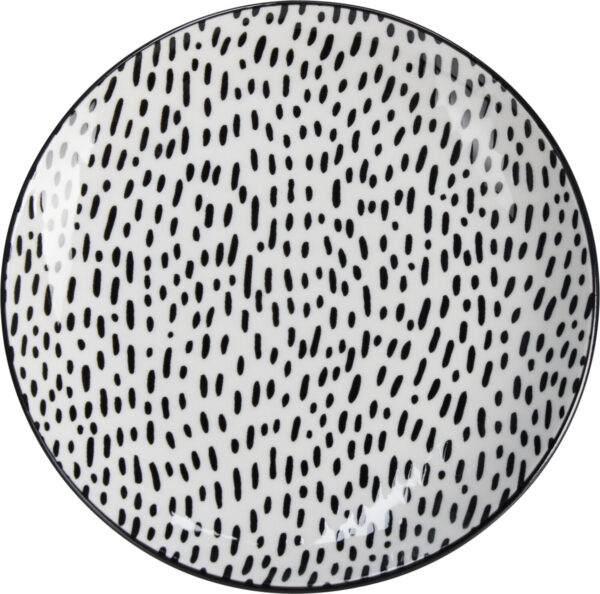 Taldrik portselanist valge/must Ø16cm 4tk