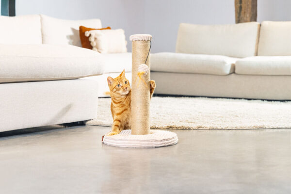 Kraapimispuu Ribbed mänguasjaga roosa Ø35x h50cm