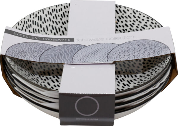 Taldrik portselanist valge/must Ø16cm 4tk