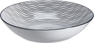 Taldrik sügav portselanist valge/must Ø20cm 4tk