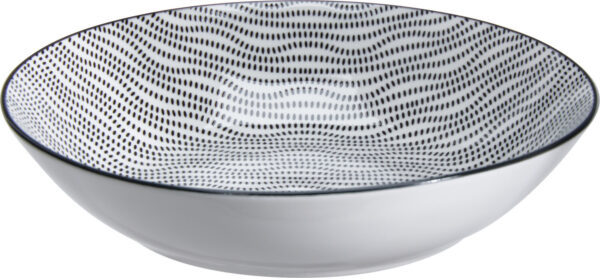 Taldrik sügav portselanist valge/must Ø20cm 4tk