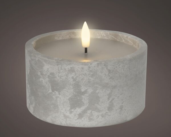 LED küünal tsement hall soe valge Ø12x h9cm IP44