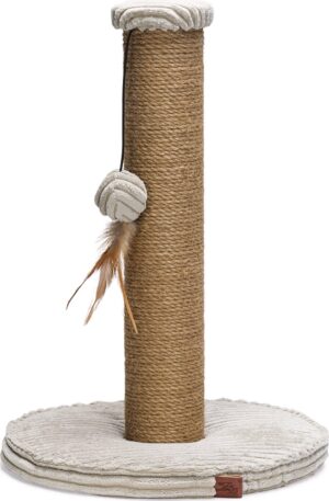 Kraapimispuu Ribbed mänguasjaga helehall Ø35x h50cm