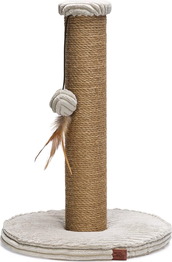 Kraapimispuu Ribbed mänguasjaga helehall Ø35x h50cm