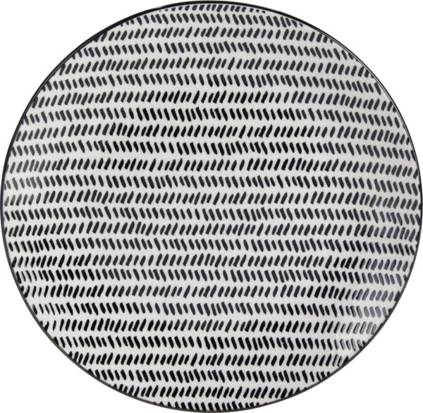 Taldrik portselanist valge/must Ø19cm 4tk