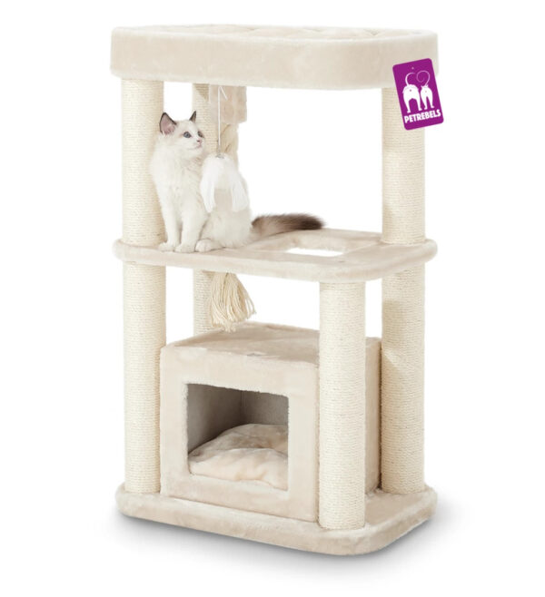 Petrebels kraapimispuu kassile Villa 100 beež 60x40x h100cm