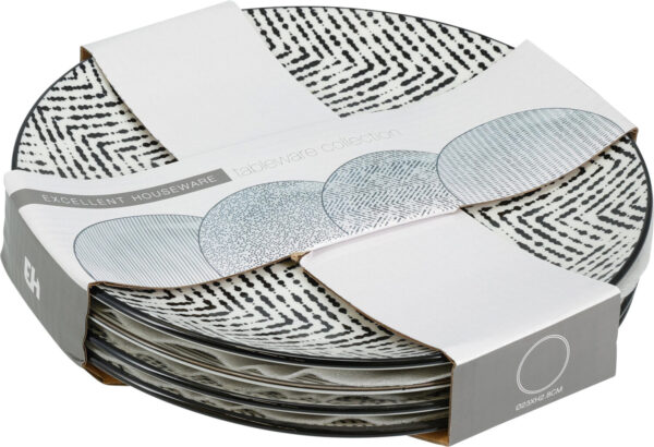 Taldrik portselanist valge/must Ø23cm 4tk