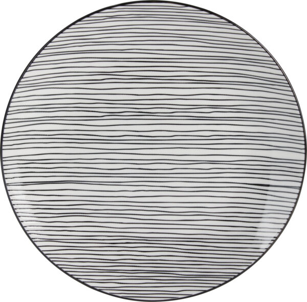 Taldrik portselanist valge/must Ø19cm 4tk