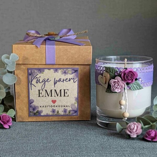 Käsitööküünal karbis Kõige parem emme 35h