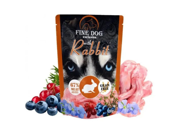 Fine Dog märgtoit koerale küüliku, mustikate ja jõhvikatega 500g