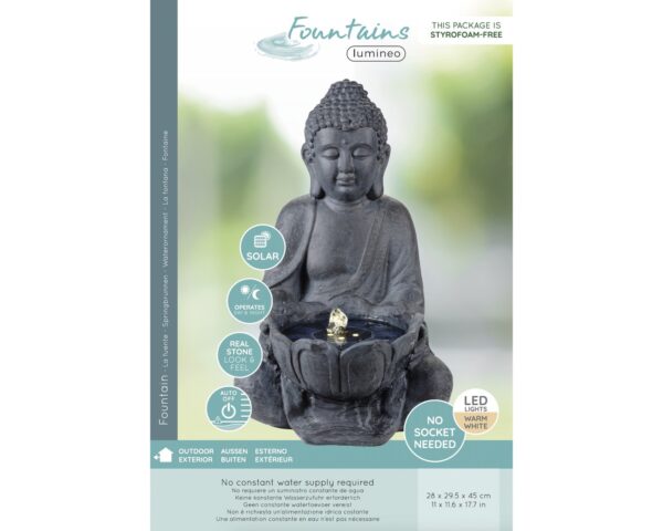 Purskkaev Buddha Solar 28x29,5x h45cm