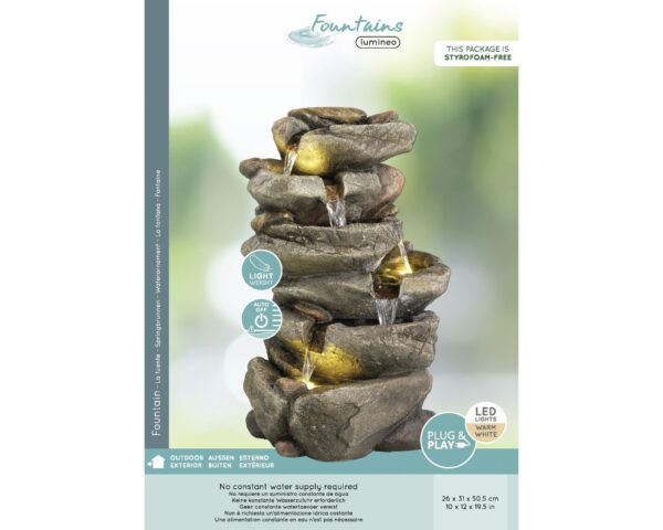 Purskkaev Kivid LED soe valgus 26x31x h50,5cm