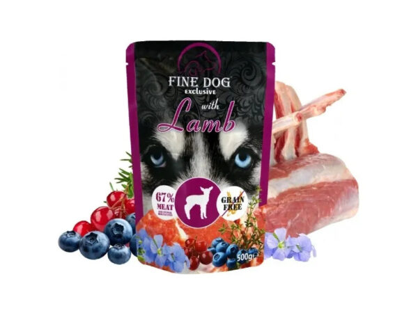 Fine Dog märgtoit koerale lamba, mustikate ja jõhvikatega 500g