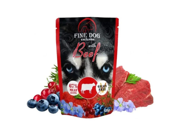 Fine Dog märgtoit koerale veise, mustikate ja jõhvikatega 500g