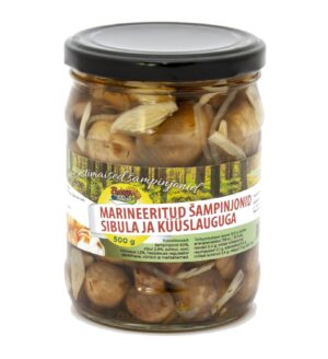 Marineeritud šampinjonid sibula ja küüslauguga 500g