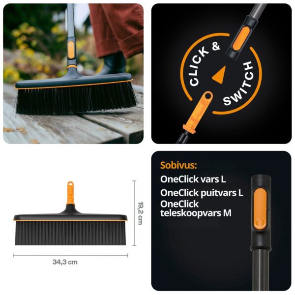 Fiskars terassihari OneClick laius 34cm