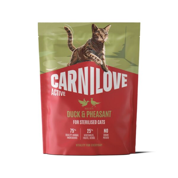 Carnilove kuivtoit steriliseeritud kassile Active Duck & Pheasant 0,4kg