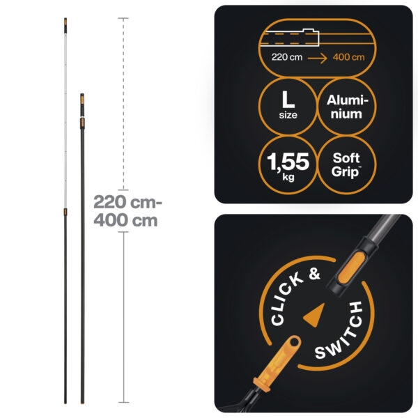 Fiskars teleskoopvars OneClick L 2,2-4m