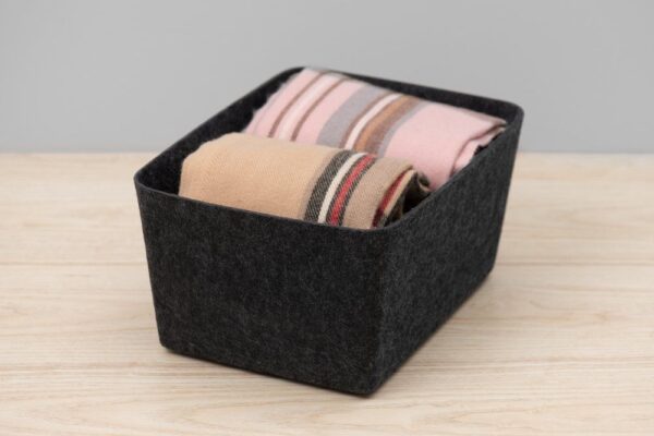 Hoiukorv Candy vildist kaanega tumehall 32x24x h16cm