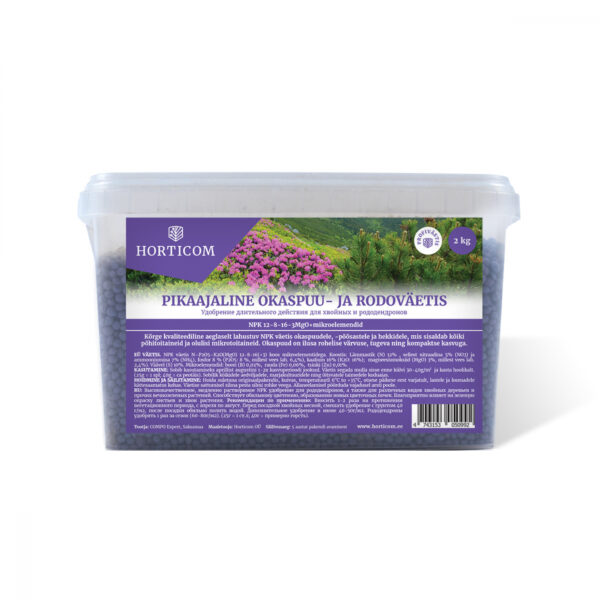 Horticom pikaajaline okaspuu- ja rodoväetis 2kg